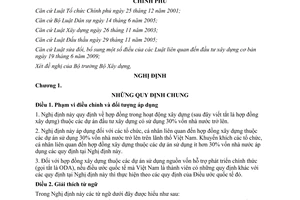 Nghị định 48/2010/NĐ-CP  hợp đồng trong hoạt động xây dựng