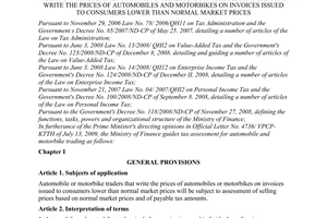 Circular No. 71/2010/TT-BTC guiding tax assessment for automobile and motorbike