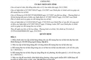 Quyết định 1312/QĐ-UBND 2010 sửa đổi mức trợ cấp xã hội đối tượng bảo trợ xã hội Bình Dương