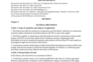 Decree No. 48/2010/ND-CP on contracts in construction activities