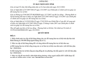 Quyết định 1312/QĐ-UBND năm 2010 mức trợ cấp xã hội đối tượng bảo trợ Bình Dương