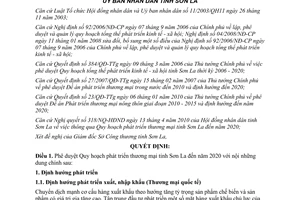 Quyết định 1078/QĐ-UBND năm 2010 quy hoạch phát triển thương mại Sơn La đến 2020