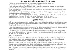 Quyết định 30/2010/QĐ-UBND phạm vi áp dụng thí điểm xử phạt vi phạm hành chính