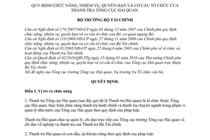 Quyết định 1014/QĐ-BTC chức năng, nhiệm vụ, quyền hạn Thanh tra Tổng cục Hải qua