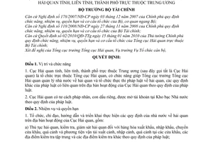 Quyết định 1027/QĐ-BTC chức năng, nhiệm vụ, quyền hạn và cơ cấu tổ chức