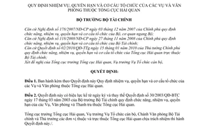 Quyết định 1018/QĐ-BTC nhiệm vụ, quyền hạn cơ cấu tổ chức các Vụ Văn phòng