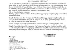 Thông tư 30/2010/TT-BNNPTNT Danh mục bổ sung giống cây trồng được phép