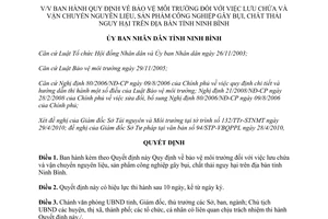 Quyết định 08/2010/QĐ-UBND bảo vệ môi trường vận chuyển chất thải nguy hại Ninh Bình