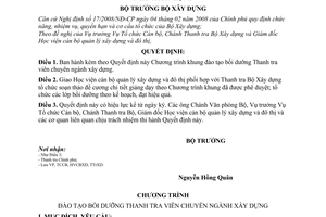 Quyết định 536/QĐ-BXD Chương trình đào tạo bồi dưỡng Thanh tra viên