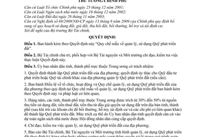 Quyết định 40/2010/QĐ-TTg quy chế mẫu quản lý, sử dụng Quỹ phát triển đất