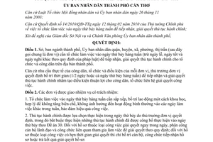 Quyết định 1280/QĐ-UBND 2010 làm thứ bảy giải quyết thủ tục hành chính Cần Thơ