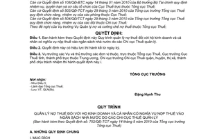 Quyết định 752/QĐ-TCT Quy trình quản lý nợ thuế