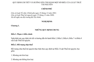 Nghị định 50/2010/NĐ-CP hướng dẫn Luật Thuế tài nguyên 2009