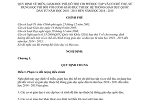 Nghị định 49/2010/NĐ-CP miễn, giảm học phí, hỗ trợ chi phí học tập v