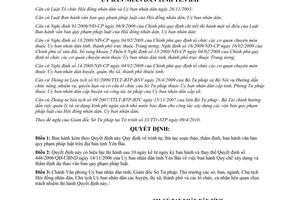 Quyết định 13/2010/QĐ-UBND Quy định trình tự thủ tục soạn thảo xây dựng thẩm địn