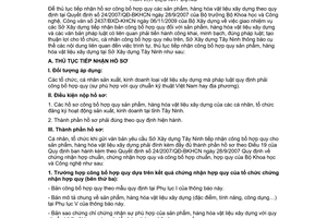 Thông báo 618/TB-SXD-QLXD hướng dẫn trình tự, thủ tục tiếp nhận công bố hợp quy