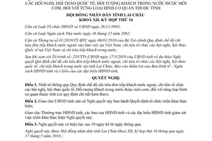 Nghị quyết 172/2010/NQ-HĐND12 quy định chế độ chi tiêu đón tiếp khách nước ngoài