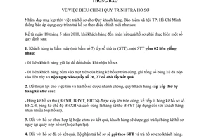 Thông báo 1222/TB-BHXH điều chỉnh quy trình trả hồ sơ