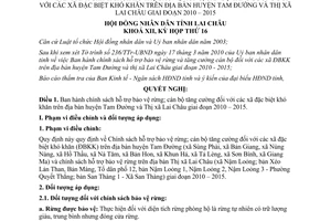 Nghị quyết 173/2010/NQ-HĐND12 bảo vệ rừng cán bộ tăng cường xã khó khăn Lai Châu 2010 2015