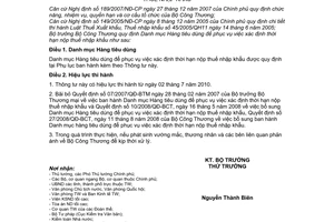 Thông tư 20/2010/TT-BCT danh mục hàng tiêu dùng xác định thời hạn nộp thuế nhập