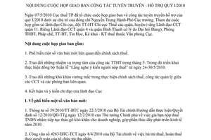 Thông báo 1603/CT-TTHT cuộc họp giao ban công tác tuyên truyền - hỗ trợ quý I