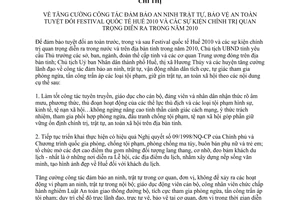 Chỉ thị 22/CT-UBND năm 2010 đảm bảo an ninh trật tự festival quốc tế Huế