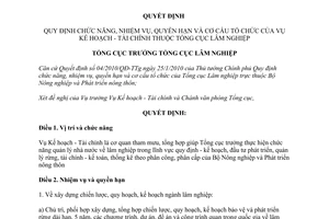 Quyết định số 73/QĐ-TCLN 2010 chức năng nhiệm vụ quyền hạn cơ cấu tổ chức Vụ Kế hoạch Tài chính