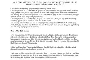 Thông tư 76/2010/TT-BTC mức thu chế độ thu nộp, quản lý sử dụng