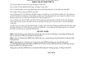 Nghị quyết 171/2010/NQ-HĐND chế độ định mức chi tiêu tài chính phục hoạt động