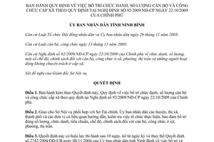 Quyết định 09/2010/QĐ-UBND bố trí chức danh số lượng cán bộ và công chức cấp xã Ninh Bình