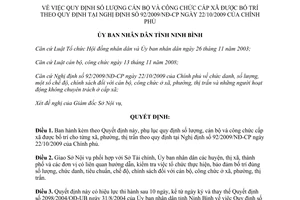 Quyết định 10/2010/QĐ-UBN số lượng cán bộ và công chức cấp xã Ninh Bình