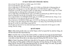 Quyết định 07/2010/QĐ-UBND điều chỉnh giá đất ở khu vực xã Mỹ Thuận Mỹ Tú