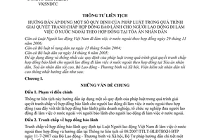 Thông tư liên tịch 01/2010/TTLT-TANDTC-BLĐTBXH-VKSDTC  giải quyết tranh chấp