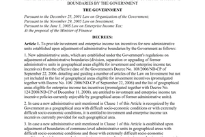 Decree No. 53/2010/ND-CP providing investment and enterprise income tax incentiv