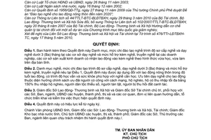 Quyết định 11/2010/QĐ-UBND danh mục, mức chi đào tạo nghề