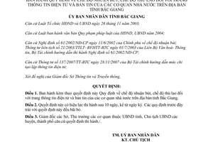 Quyết định 54/2010/QĐ-UBND nhuận bút thù lao trang thông tin điện tử Bắc Giang
