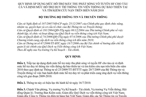 Thông tư 13/2010/TT-BTTTT  mức hỗ trợ máy thu phát sóng vô tuyến