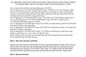 Thông tư 78/2010/TT-BTC sửa đổi mức thuế suất thuế xuất khẩu