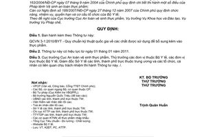 Thông tư 14/2010/TT-BYT Quy chuẩn kỹ thuật quốc gia các chất được sử