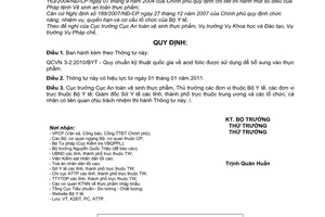 Thông tư 15/2010/TT-BYT  Quy chuẩn kỹ thuật quốc gia acid folic