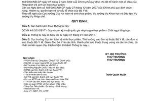 Thông tư 25/2010/TT-BYT Quy chuẩn kỹ thuật quốc gia phụ gia thực phẩm