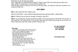 Thông tư 19/2010/TT-BYT Quy chuẩn kỹ thuật quốc gia phụ gia thực phẩm