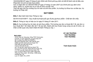 Thông tư 26/2010/TT-BYT Quy chuẩn kỹ thuật quốc gia phụ gia thực phẩm