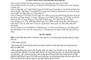 Quyết định 800/QĐ-UBND  lệ phí cấp giấy phép xây dựng