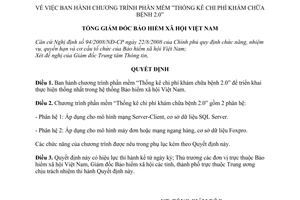 Quyết định 787/QĐ-BHXH chương trình phần mềm Thống kê chi phí