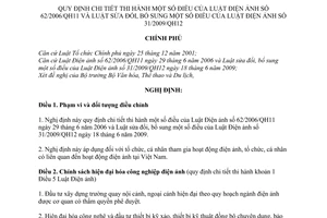 Nghị định 54/2010/NĐ-CP hướng dẫn Luật điện ảnh