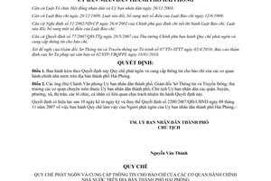 Quyết định 799/2010/QĐ-UBND Quy chế Phát ngôn cung cấp thông tin cho báo chí cơ quan hành Hải Phòng
