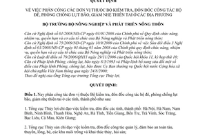 Quyết định 1354/QĐ-BNN-TCTL  phân công các đơn vị thuộc Bộ kiểm tra