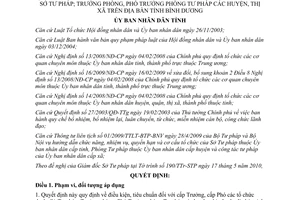 Quyết định 16/2010/QĐ-UBND tiêu chuẩn cấp Trưởng Phó tổ chức thuộc Sở Tư pháp Bình Dương