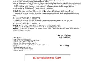 Thông tư 31/2010/TT-BNNPTNT Quy chuẩn kỹ thuật quốc gia lĩnh vực Thú y